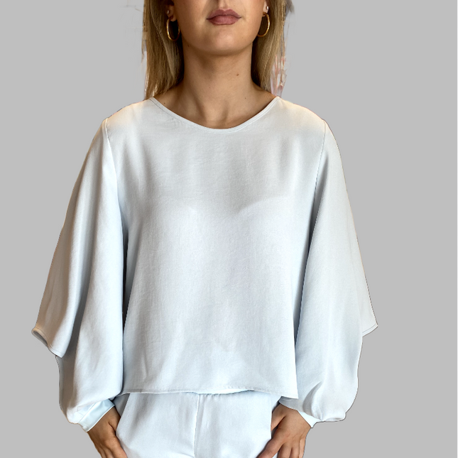 Ania Schierholt  BL3221/37 slit sleeve detail top ice blue