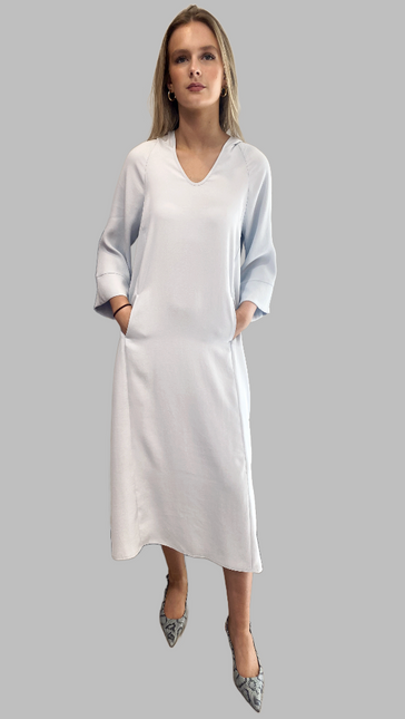 Ania Schierholt  KL3290/37 hooded midi dress ice blue