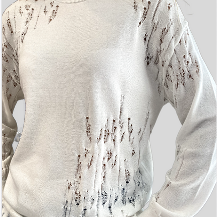 High Session laddered detail in cotton knit white.