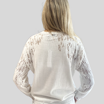 High Session laddered detail in cotton knit white.