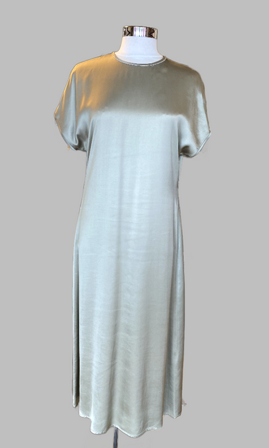 Peserico A02210 long shift column dress light olive
