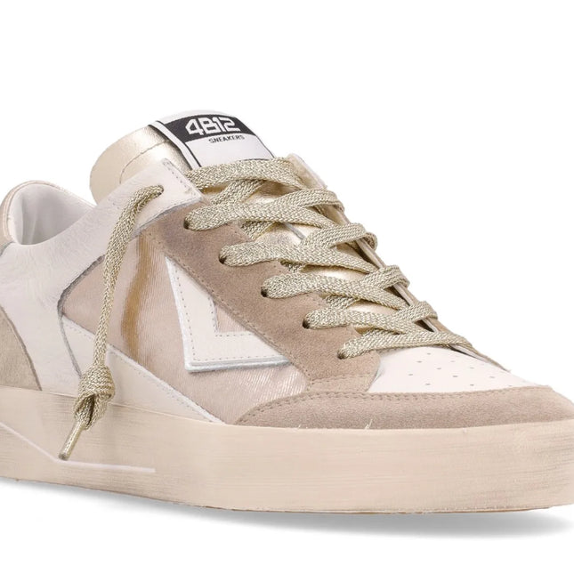 4B12 Kyle D101 wedge runner beige and gold suede detail