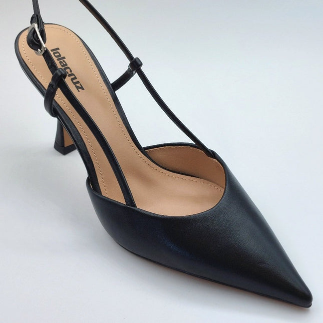 Lola Cruz Carmen 80 high black sling back shoes