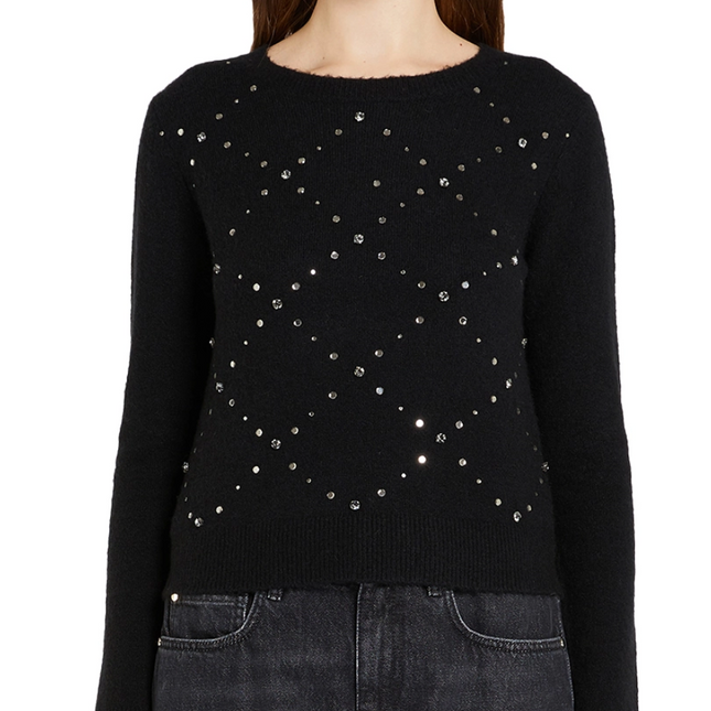 i Blues Luciana crystal beaded knit black