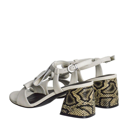 Jeannot AJ621B Sandal snake print block heel