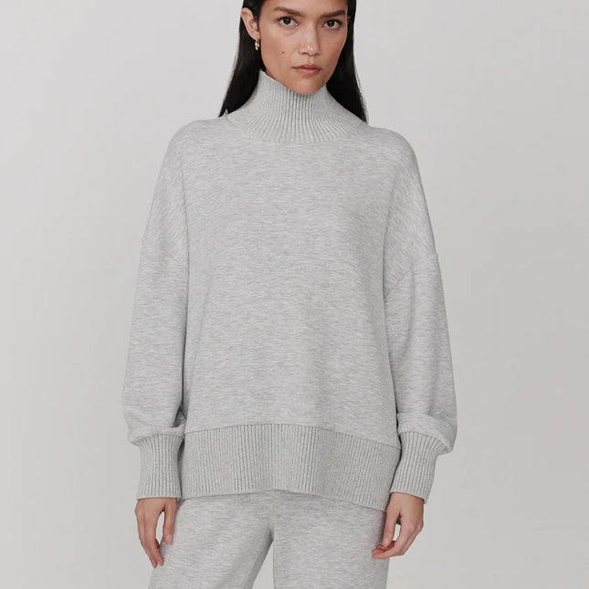 Varley Barker High Neck Sweat – Light Grey Marl
