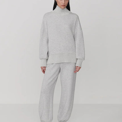 Varley Barker High Neck Sweat – Light Grey Marl