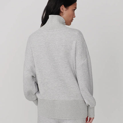 Varley Barker High Neck Sweat – Light Grey Marl