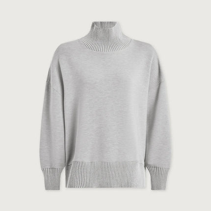 Varley Barker High Neck Sweat – Light Grey Marl