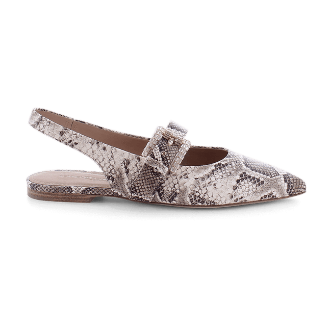 Kennel and Schmenger  Greta Snakeskin Shoe flat shoe with jewel buckle