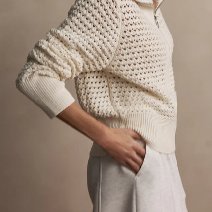 Varley Eloise Zip Through Knit – Egret