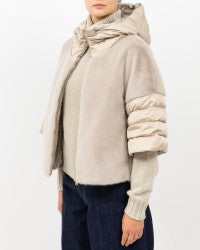 Herno PI002132D Faux Fur and puffer 3/4 sleeve jacket