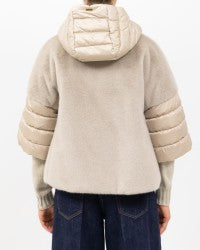 Herno PI002132D Faux Fur and puffer 3/4 sleeve jacket