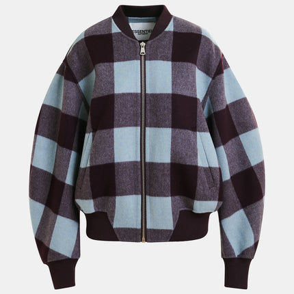 Essentiel Antwerp Iti Check Bomber Jacket Burgundy/Blue