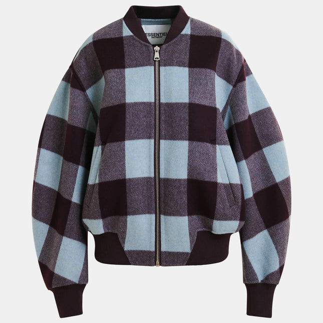 Essentiel Antwerp Iti Check Bomber Jacket Burgundy/Blue