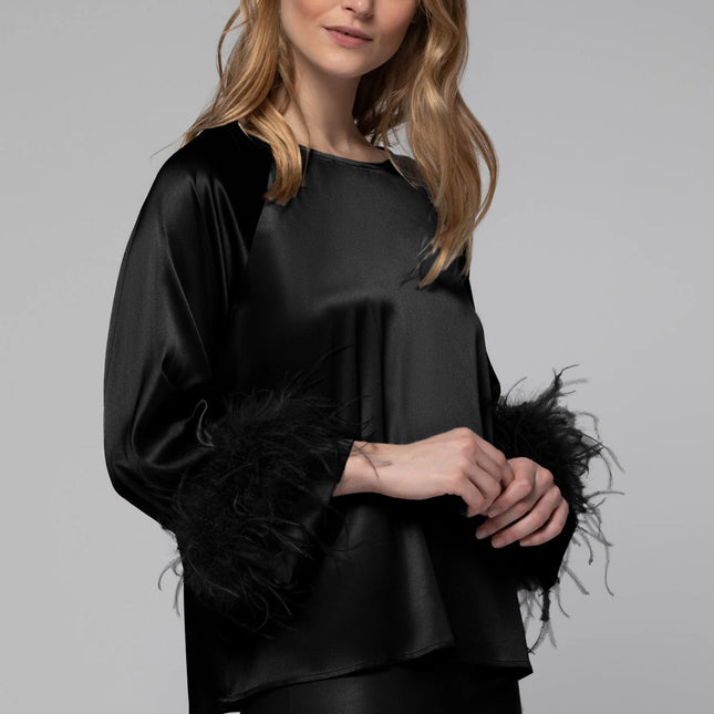 Max et Moi Triss silk top with feathers