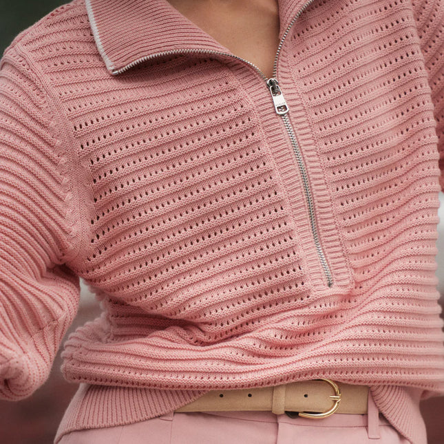 Varley Morwenna Half Zip Knit – Mellow Rose
