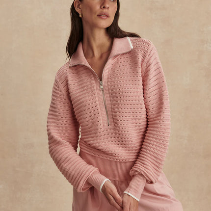 Varley Morewenna Half Zip Knit – Mellow Rose