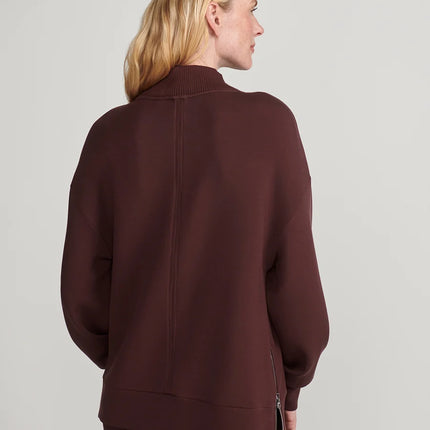 Varley Novi Long Line Mock Neck Sweat – Deep Mahogany