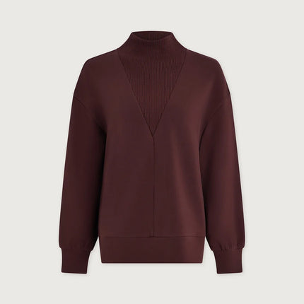 Varley Novi Long Line Mock Neck Sweat – Deep Mahogany