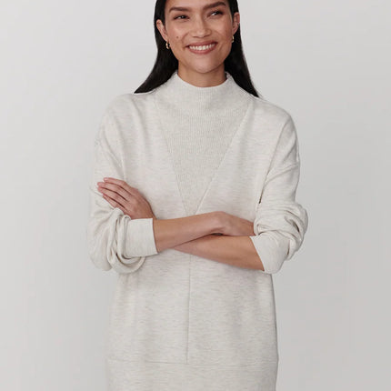 Varley Novi Long Line Mock Neck Sweat – Ivory Marl