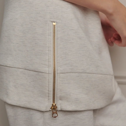 Varley Novi Long Line Mock Neck Sweat – Ivory Marl