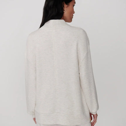 Varley Novi Long Line Mock Neck Sweat – Ivory Marl