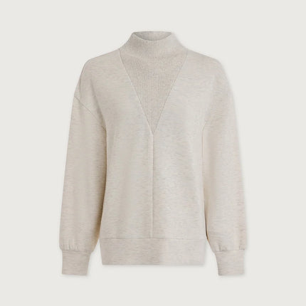 Varley Novi Long Line Mock Neck Sweat – Ivory Marl