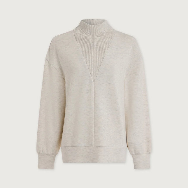 Varley Novi Long Line Mock Neck Sweat – Ivory Marl