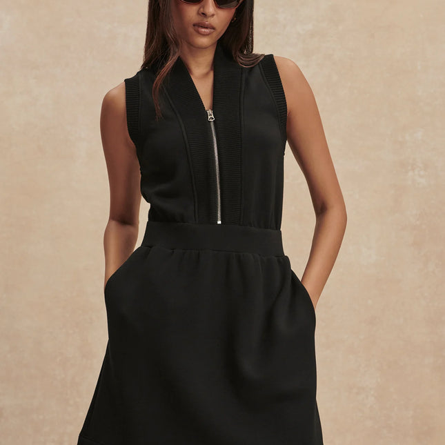 Varley Polyanna Half Zip Dress – Black